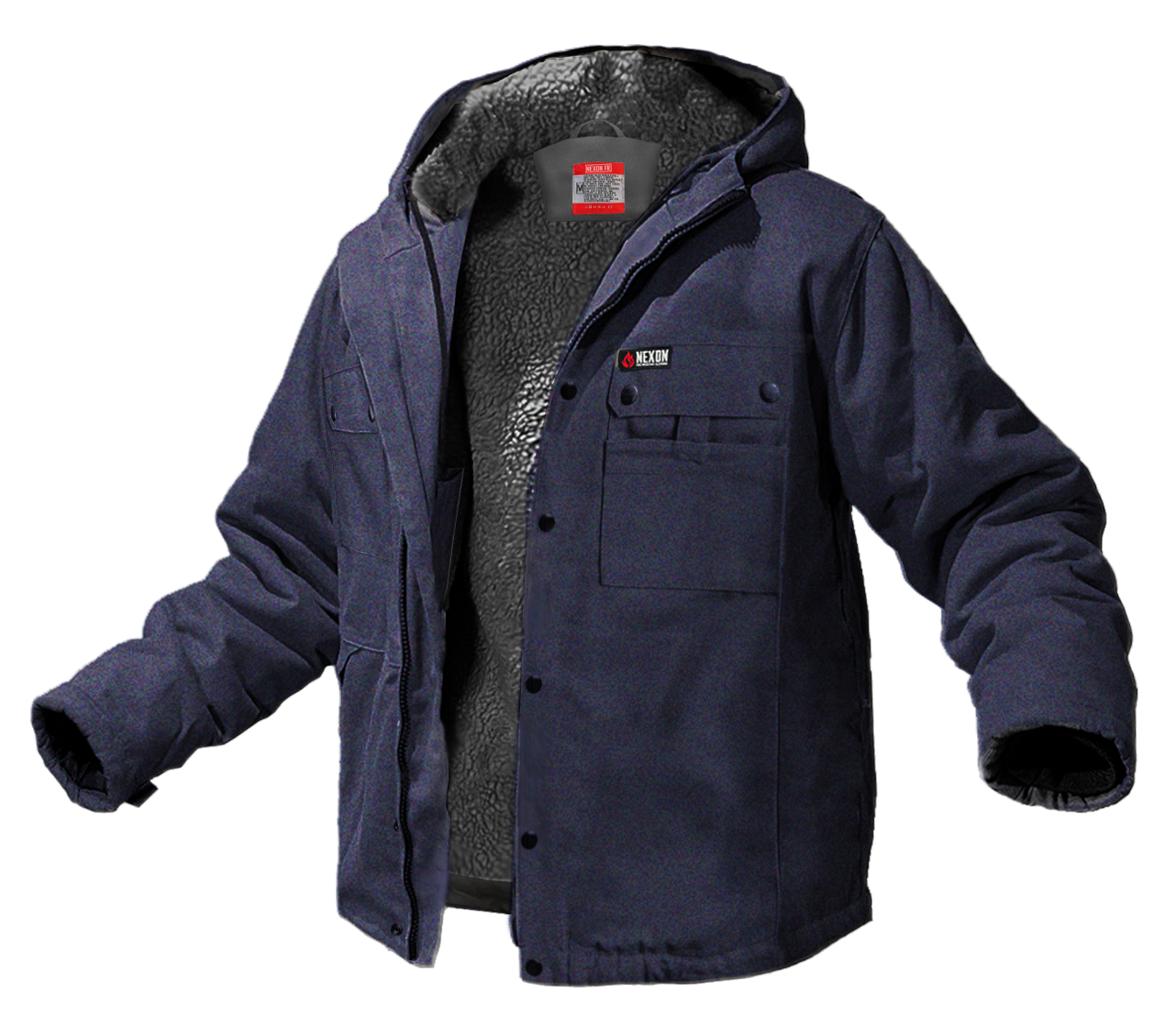 Nexon Heavy-Duty FR Sherpa Lined Jacket (Navy Blue) – Flame-Resistant Insulated Work Jacket for Harsh Conditions