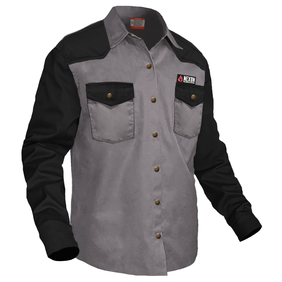 Nexon Combine FR Shirt With Bronze Snap Buttons - Black/Gray