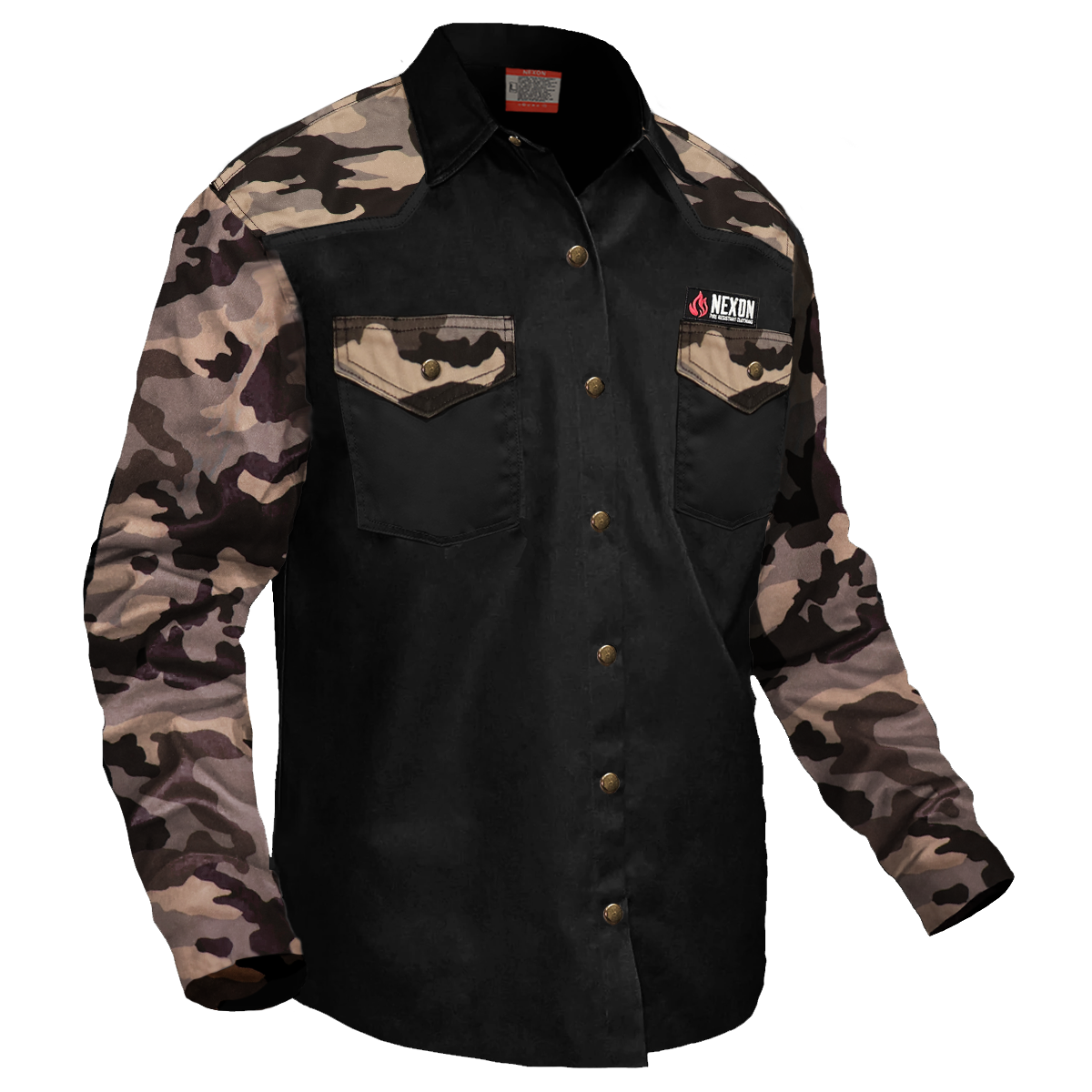 La camicia FR Black Pearl Edition con bottoni a pressione perlati
